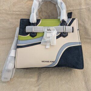 Michael Kors Hamilton Crossbody Satchel, Navy Multi Patchwork